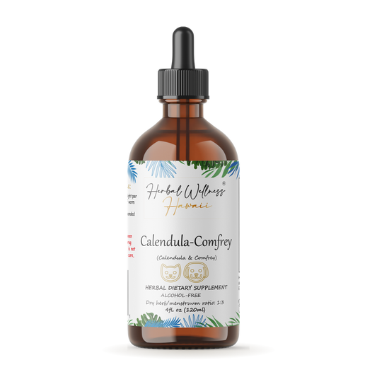 Calendula Comfrey Pet Drops alcohol-free liquid drops 4 oz bottle, Herbal Wellness Hawaii