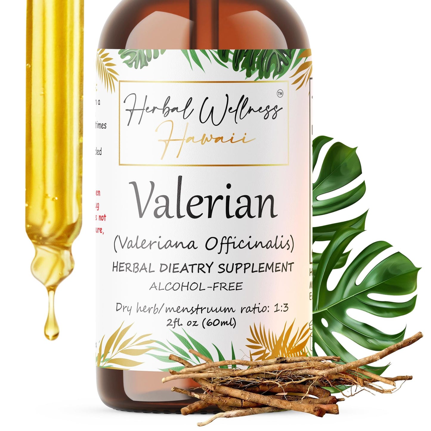 Valerian Tincture Alcohol-Free β Organic Valeriana Officinalis Liquid Drops, Herbal Extract, 2 oz & 4 oz, Bulk
