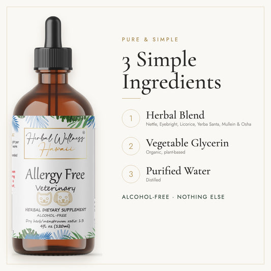 Pet Herbal Drops liquid drops, 3 simple ingredients: herb, vegetable glycerin, purified water