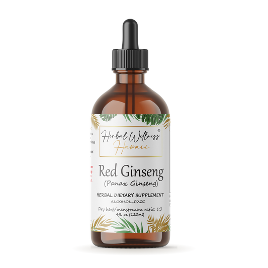 Red Ginseng alcohol-free liquid drops 4 oz bottle, Herbal Wellness Hawaii