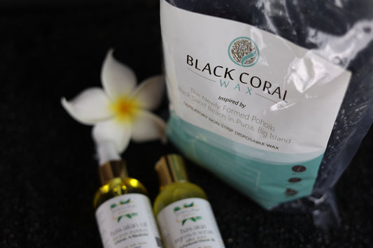 WAXING KIT Black Coral Wax Beans 2.2Lb+Hawaiian Pre/Post Waxing Oil and Hawaiian Ingrown Hair Serum  Two bottles 4 oz