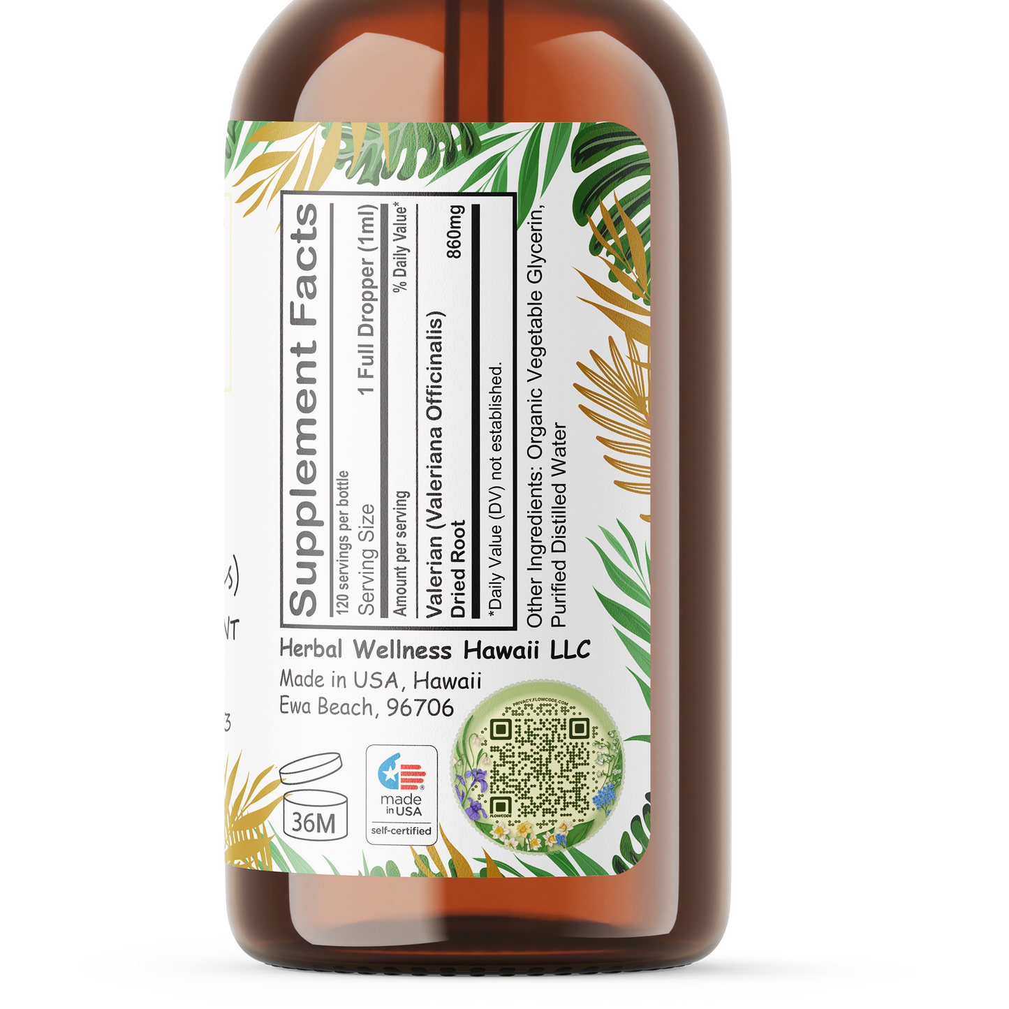Valerian Root Tincture Alcohol-Free – Herbal Extract Drops for Calm & Daily Relaxation