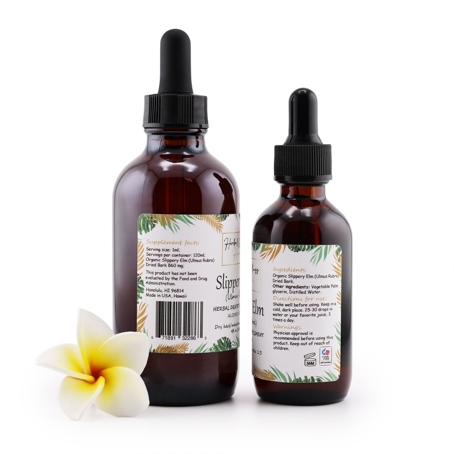 Slippery Elm Liquid Drops Alcohol-Free – Digestive & Throat Comfort, Ulmus Rubra Bark