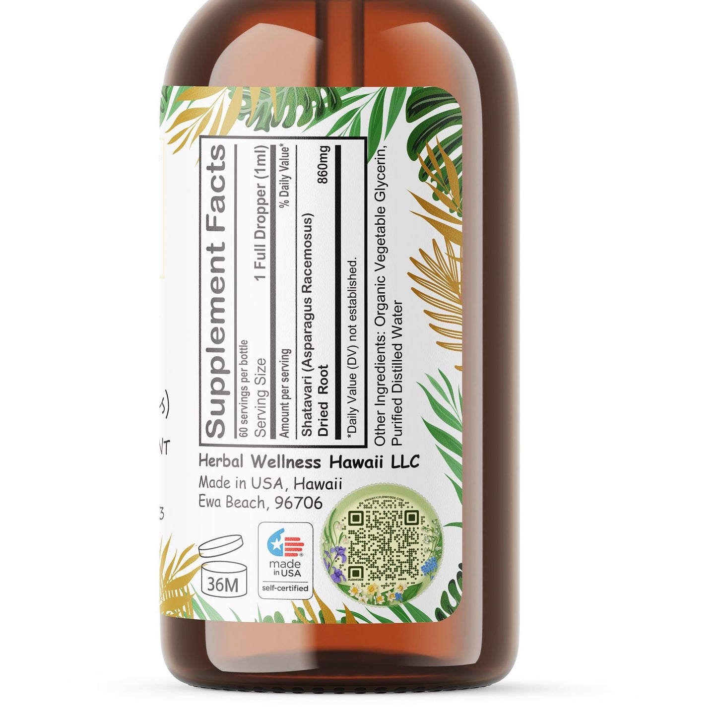 Shatavari Tincture Alcohol-Free – Organic Asparagus Racemosus Liquid Drops, Herbal Extract, 2 oz & 4 oz, Bulk