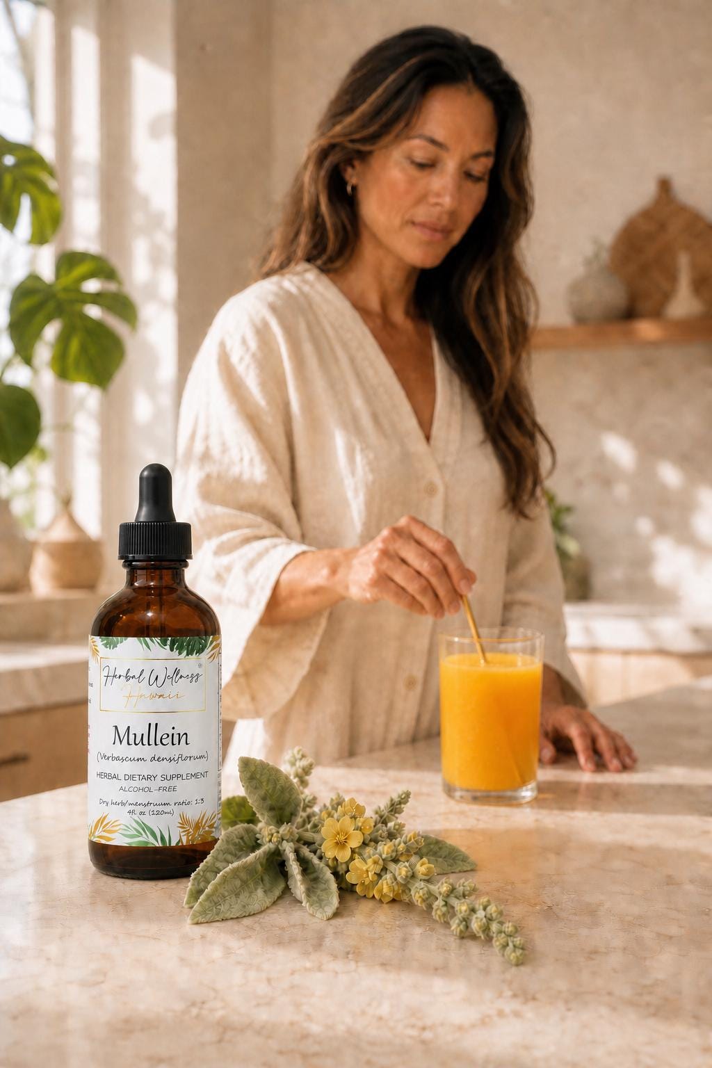 Mullein Tincture Alcohol-Free, Organic Verbascum Densiflorum Flower Liquid Drops, Herbal Extract