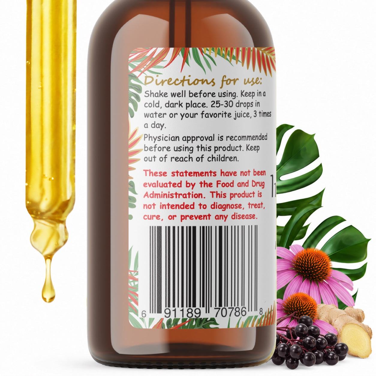 Immune support blend alcohol-based liquid extract