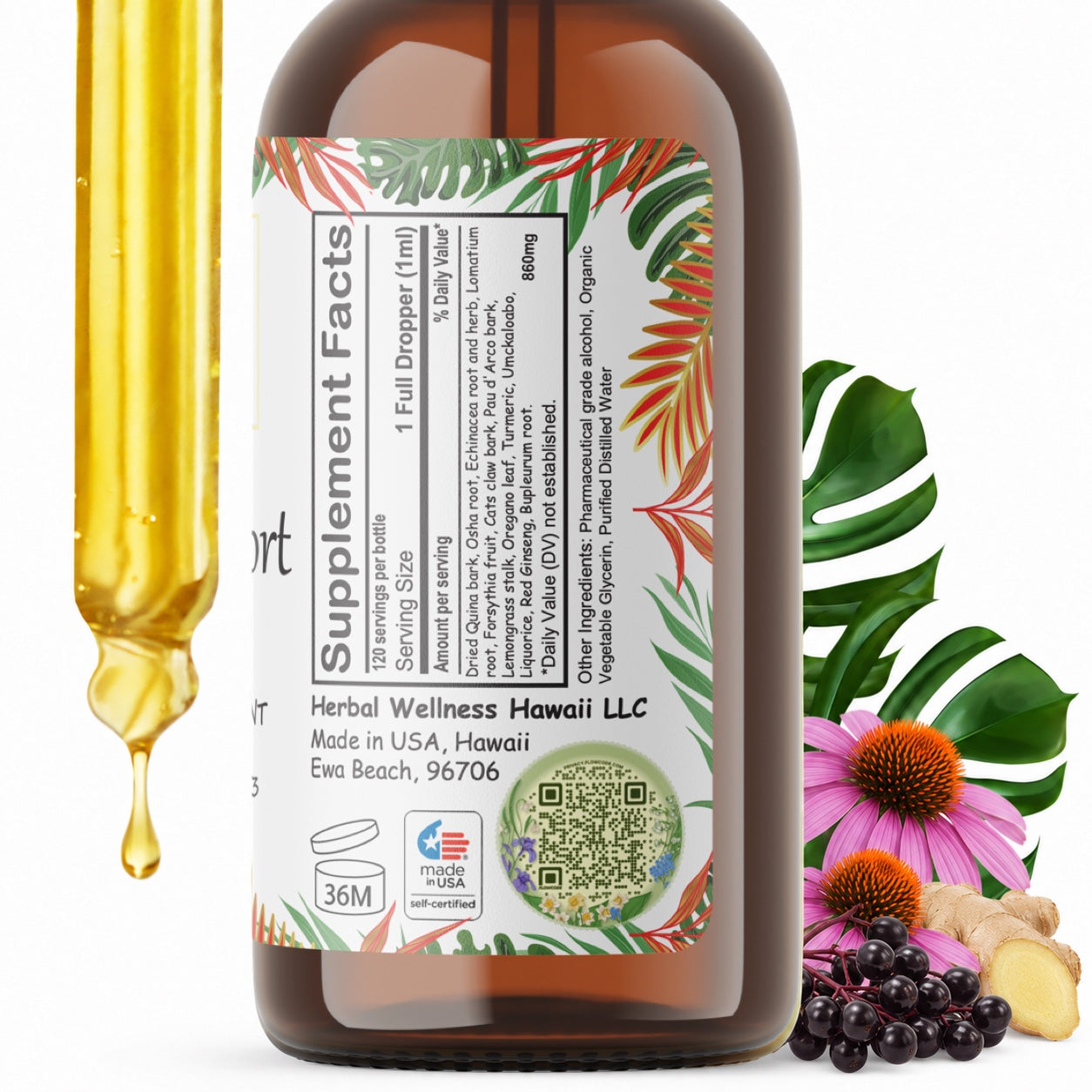 Immune support blend alcohol-based liquid extract