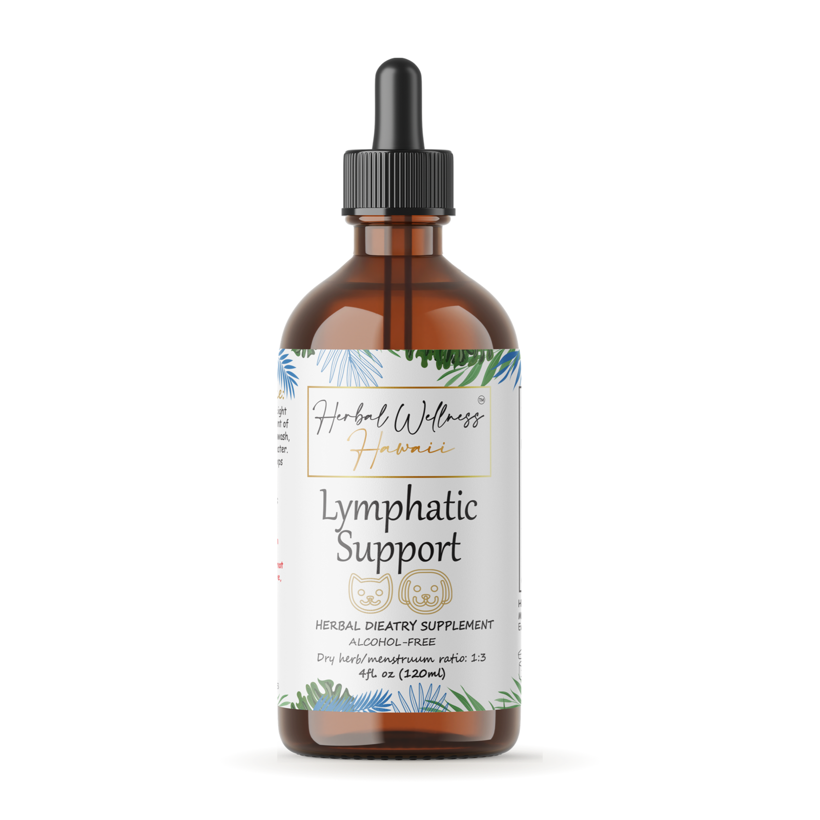 Lymphatic Support Pet alcohol-free liquid drops 4 oz bottle, Herbal Wellness Hawaii