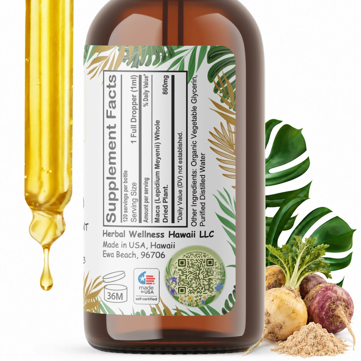 Maca Liquid Drops Alcohol-Free – Energy, Stamina & Vitality, Lepidium Meyenii