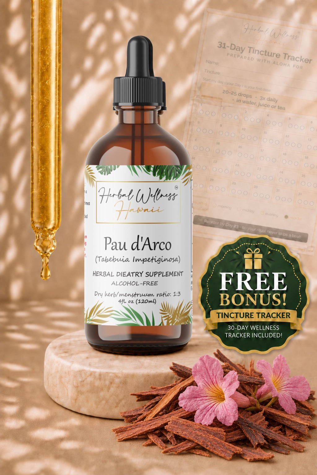 Pau d'Arco Liquid Drops Alcohol-Free – Immune Support, Tabebuia Inner Bark