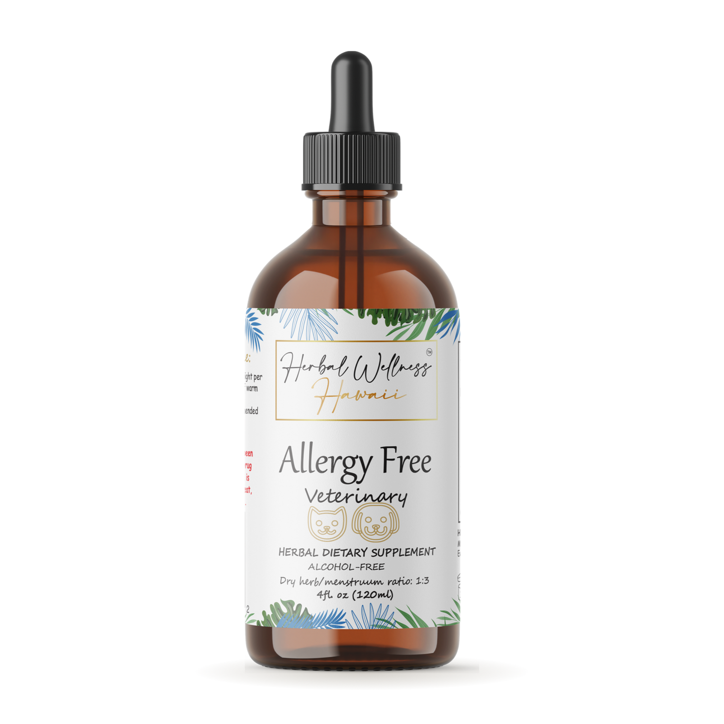 Pet Herbal Drops alcohol-free liquid drops 4 oz bottle, Herbal Wellness Hawaii