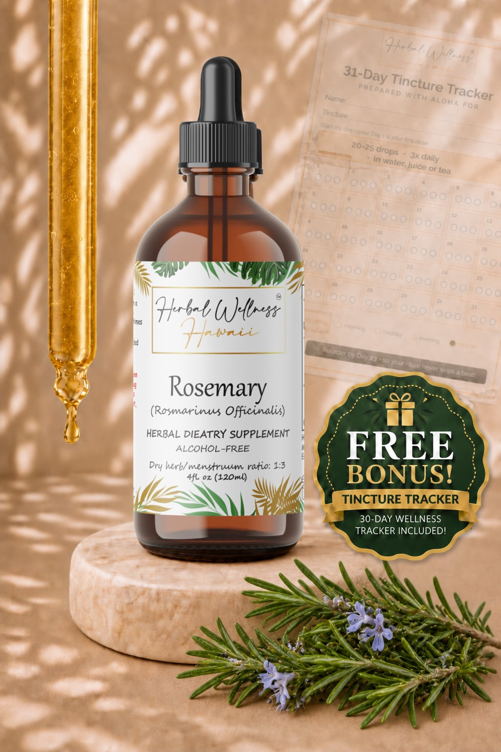 Rosemary Liquid Drops Alcohol-Free – Memory & Digestive Support, Rosmarinus Officinalis Leaf