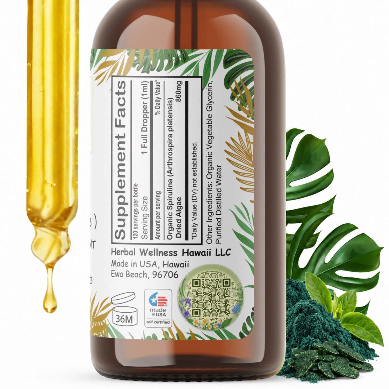 Spirulina Liquid Drops Alcohol-Free – Energy & Nutrient Support, Organic Spirulina
