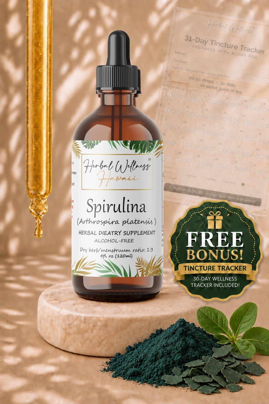 Spirulina Liquid Drops Alcohol-Free – Energy & Nutrient Support, Organic Spirulina