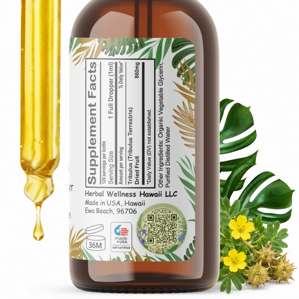 Tribulus Liquid Drops Alcohol-Free – Men's Vitality & Stamina, Tribulus Terrestris
