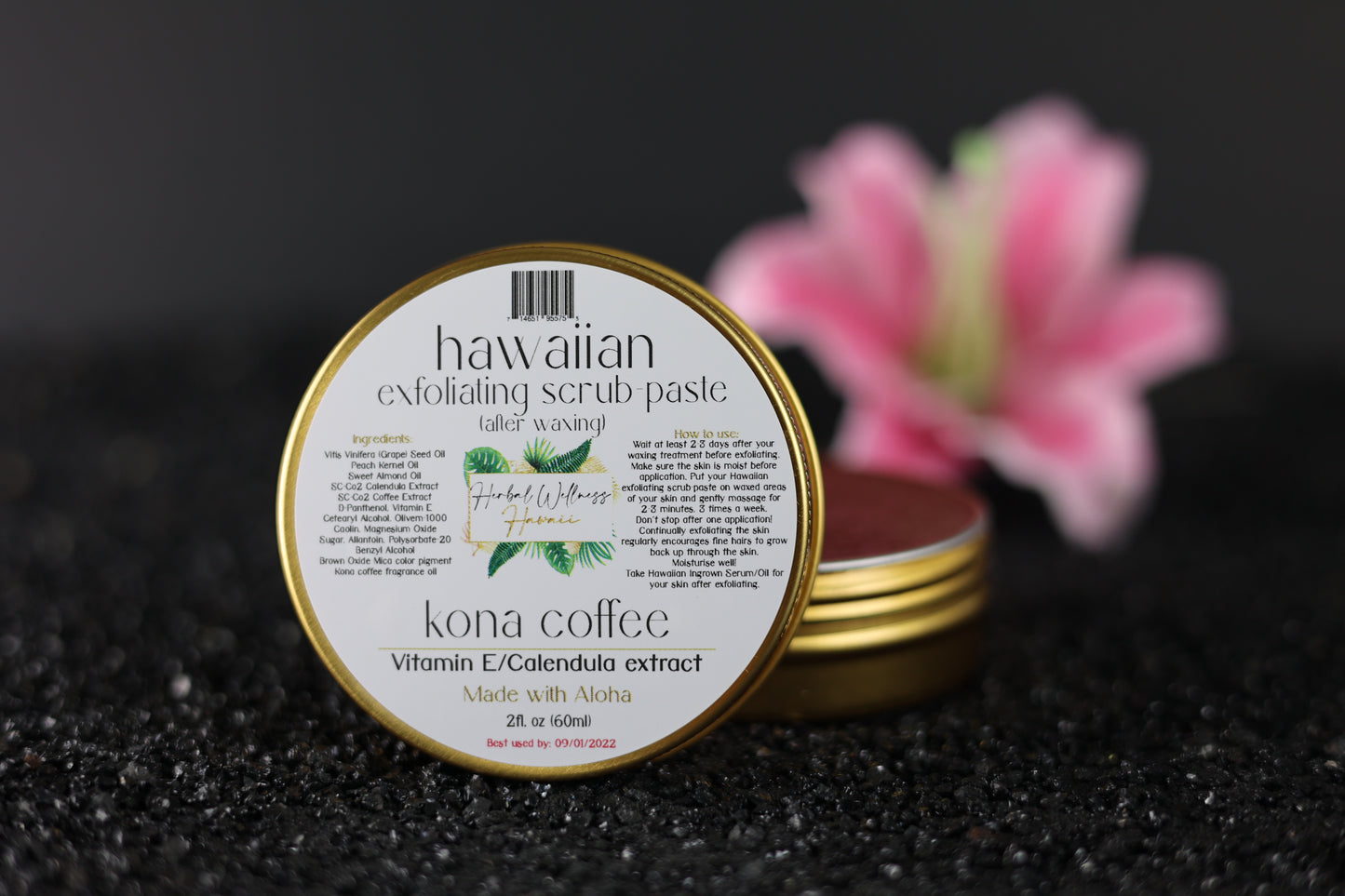 Hawaiian exfoliating scrub-paste (after waxing) kona coffee 2 Fl.oz (60 ml)