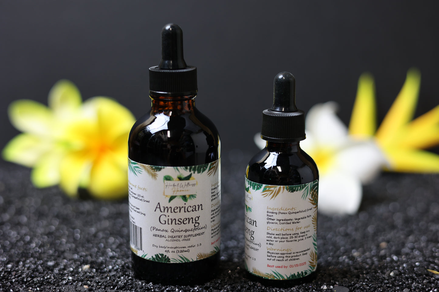 American Ginseng (Panax Quinquefolius) Dried Root Alcohol-Free Tincture